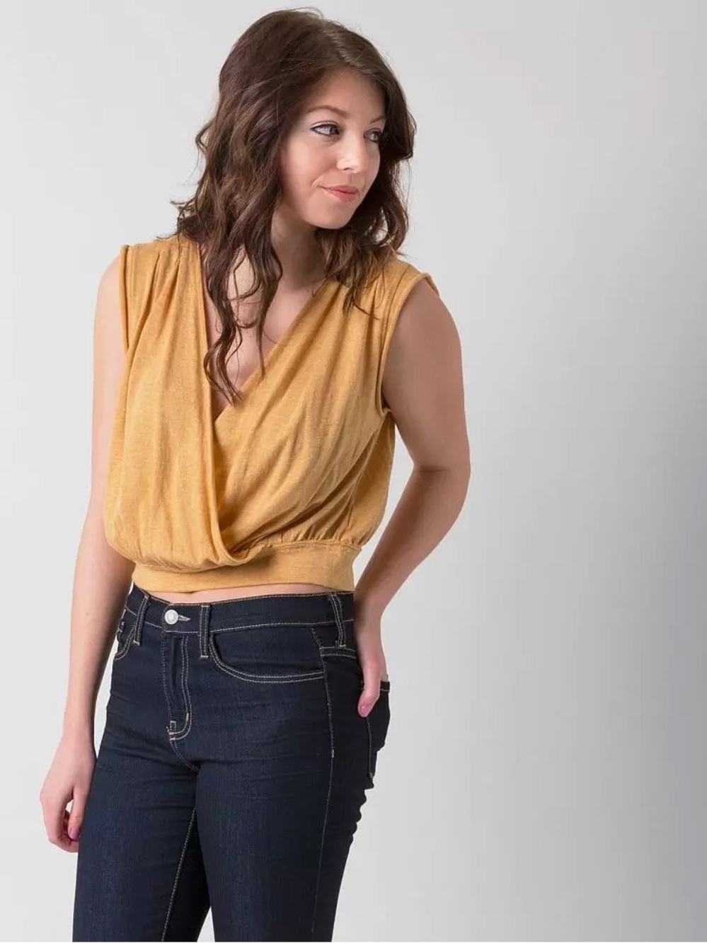 We The Free Crop Tank Mustard Yellow Sleeveless Crop Top Small